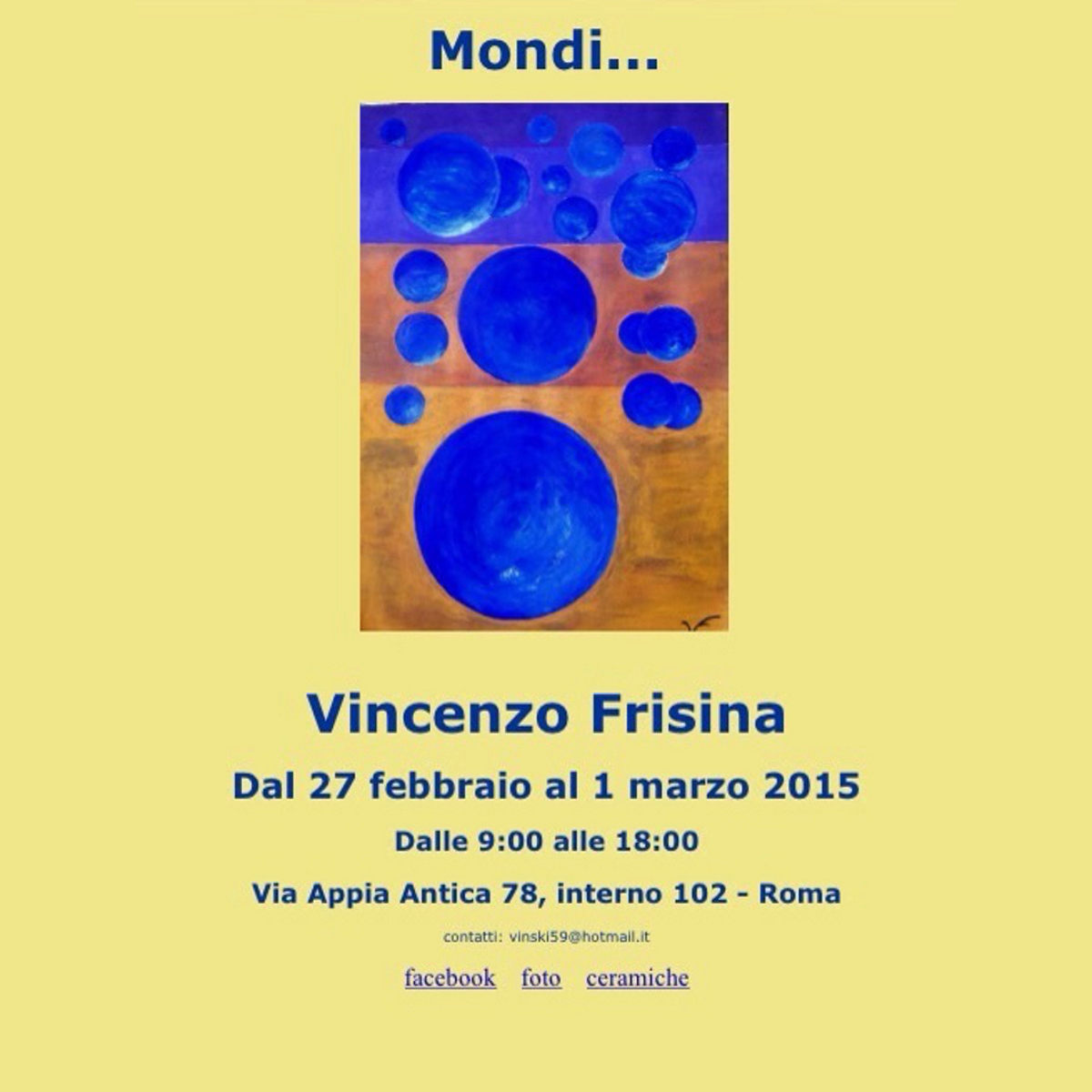 Locandina della mostra MONDI..., Roma 27 febbraio - 1 marzo 2015