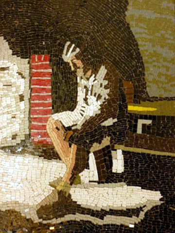 IL PENSATORE - mosaico in vetro colorato su masonite 36x50