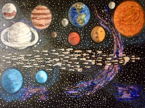 SOLAR SYSTEM - Acrilico su tela 120x80